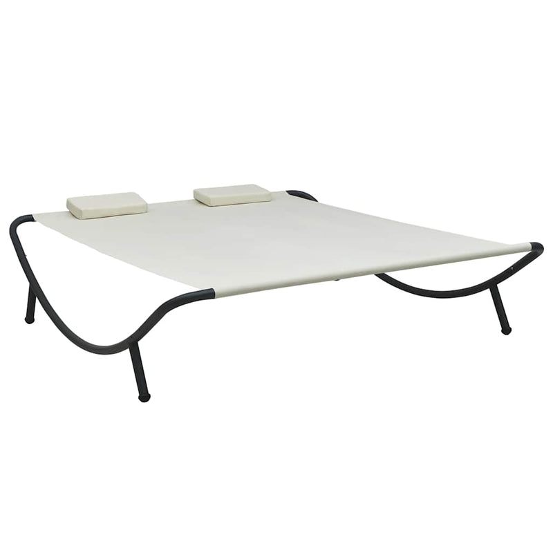 Pat șezlong de exterior, crem, material textil