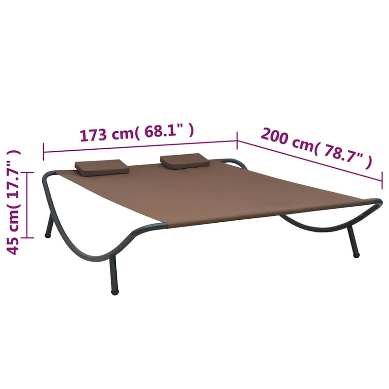 Pat șezlong de exterior, maro, material textil