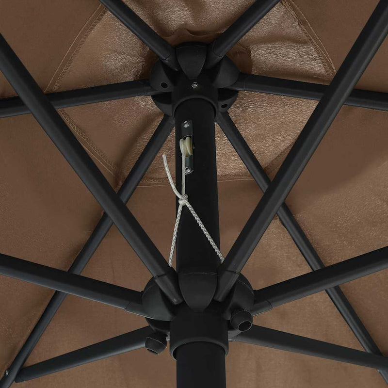 Umbrelă de soare cu LED-uri, stâlp din aluminiu, taupe, 270 cm