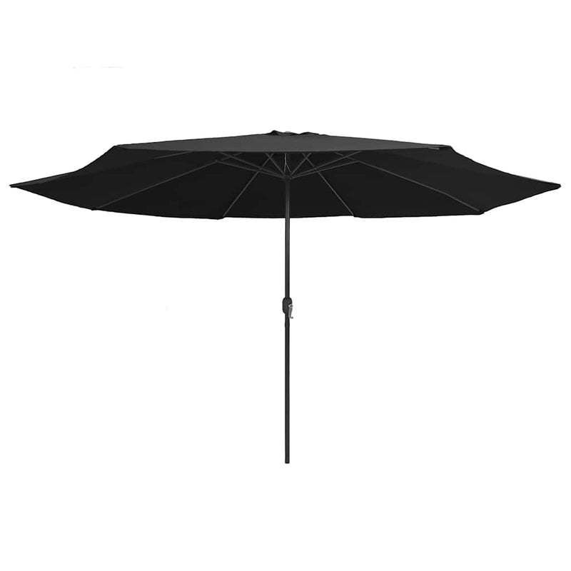 Umbrelă de soare de grădină, stâlp metalic, negru, 390 cm