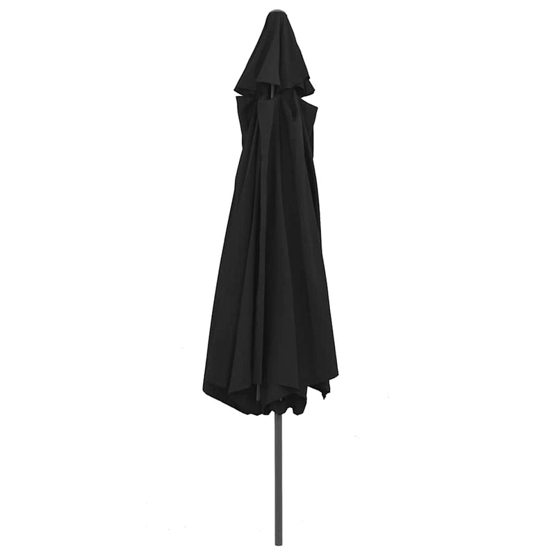 Umbrelă de soare de grădină, stâlp metalic, negru, 390 cm