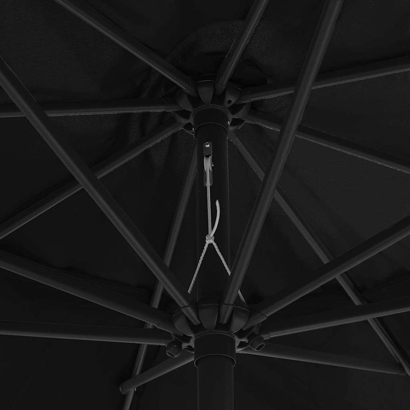 Umbrelă de soare de grădină, stâlp metalic, negru, 390 cm