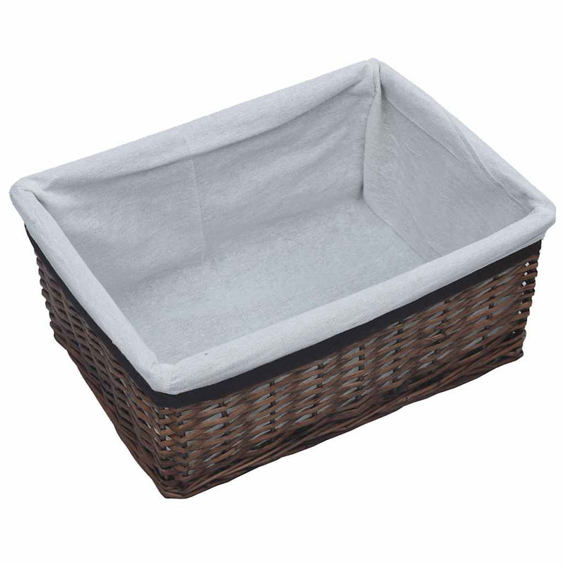 Set de coșuri suprapuse, 3 piese, maro, salcie
