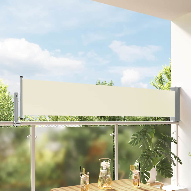 Copertină laterală retractabilă de terasă, crem, 60 x 300 cm