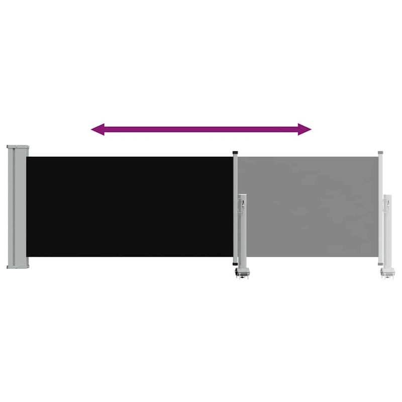 Copertină laterală retractabilă de terasă, negru, 80 x 300 cm