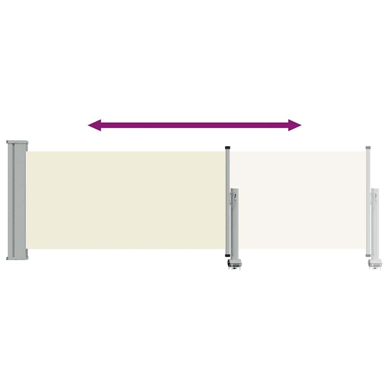 Copertină laterală retractabilă de terasă, crem, 80 x 300 cm