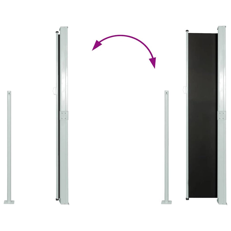 Copertină laterală retractabilă de terasă, negru, 170 x 300 cm