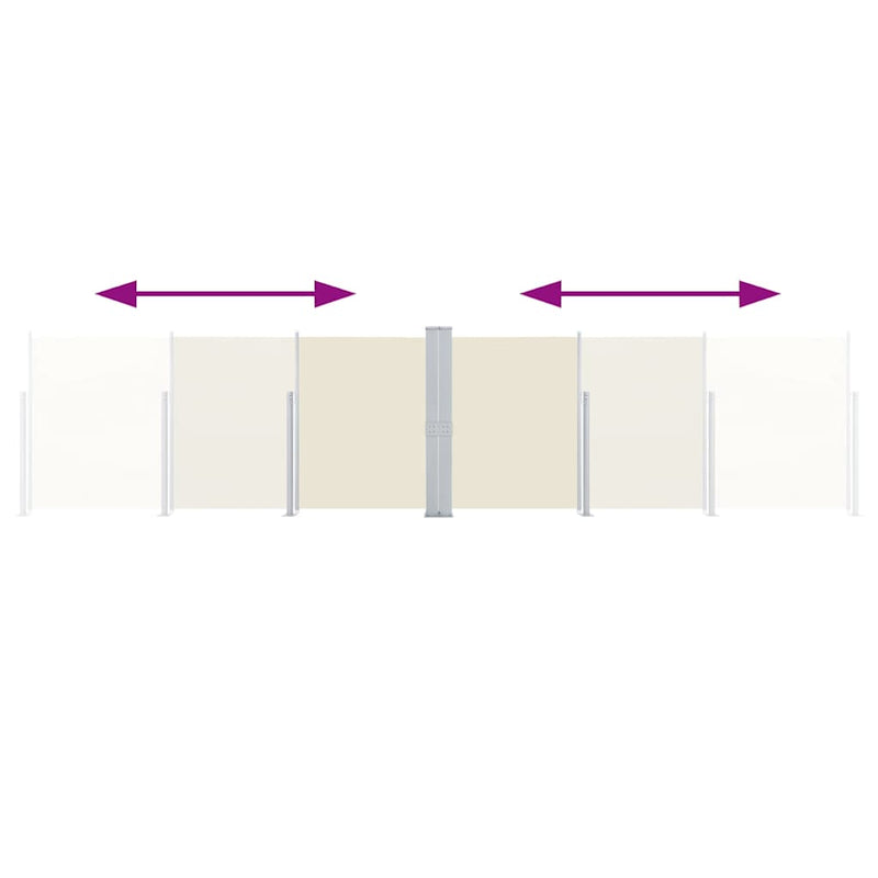 Copertină laterală dublă retractabilă, crem, 170 x 600 cm
