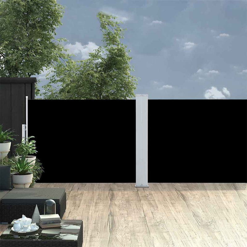 Copertină laterală retractabilă, negru, 100 x 1000 cm