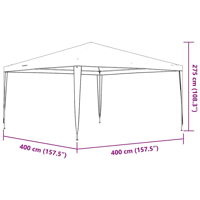 Cort de petrecere profesional, antracit, 4 x 4 m, 90 g/m²
