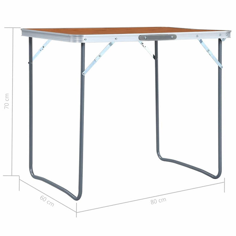Masă de camping pliabilă cu cadru metalic, 80 x 60 cm