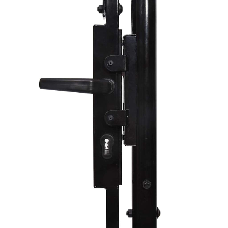 Poartă de gard BOXTEL cu ușă simplă și partea superioară arcuită din oțel, 1x1,75 m, negru