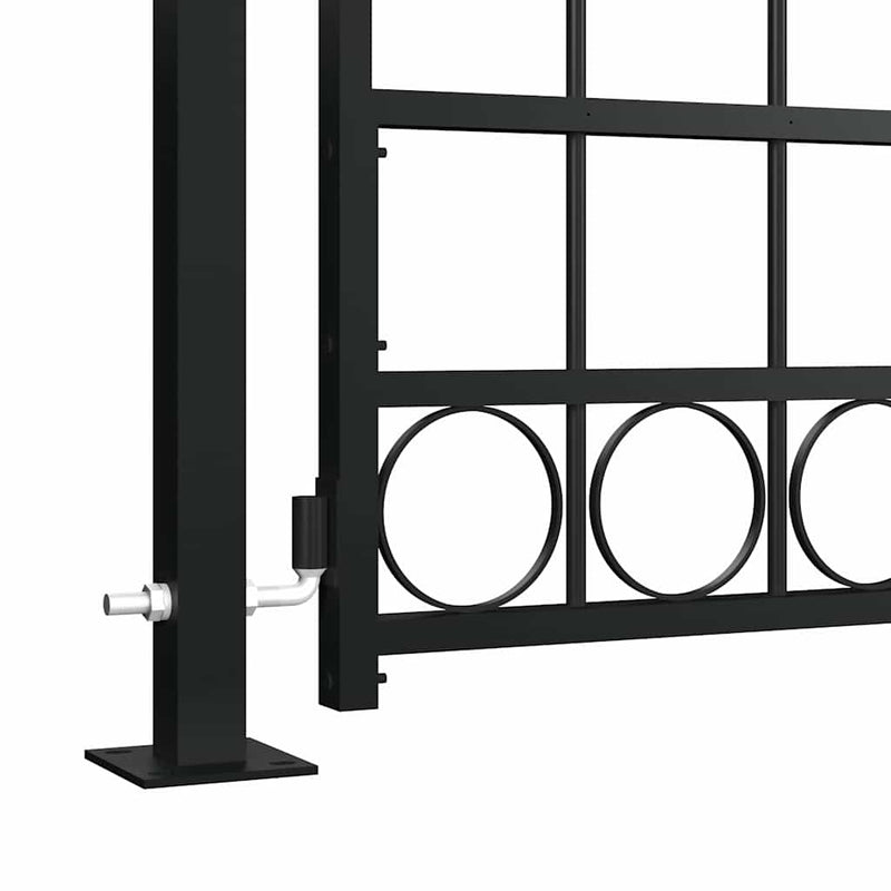 Poartă de gard ASSEN cu vârf arcuit și 2 stâlpi 105x170 cm, negru