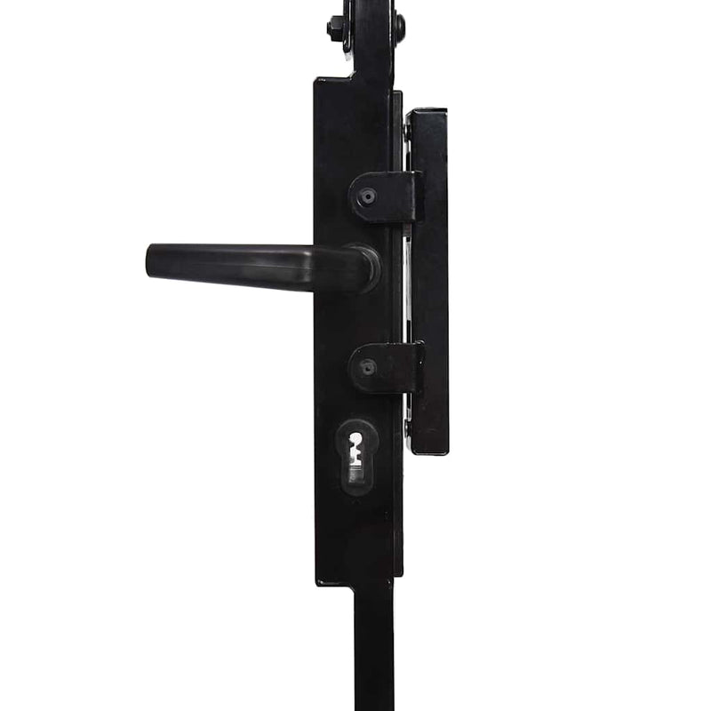 Poartă de gard ASSEN cu vârf arcuit și 2 stâlpi 105x170 cm, negru