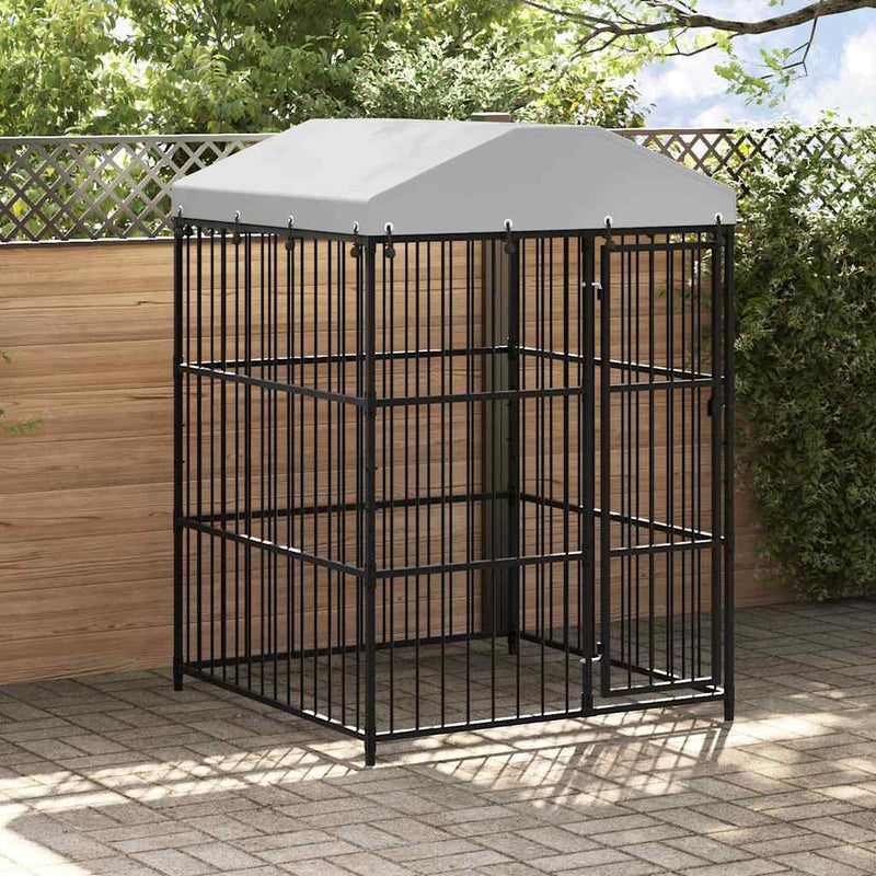 Padoc pentru câini de exterior, cu acoperiș, 150 x 150 x 210 cm