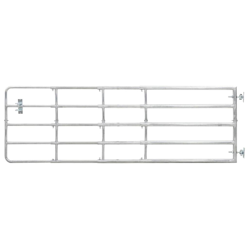 Poartă de câmp cu 5 bare, argintiu, (150-400) x 90 cm, oțel