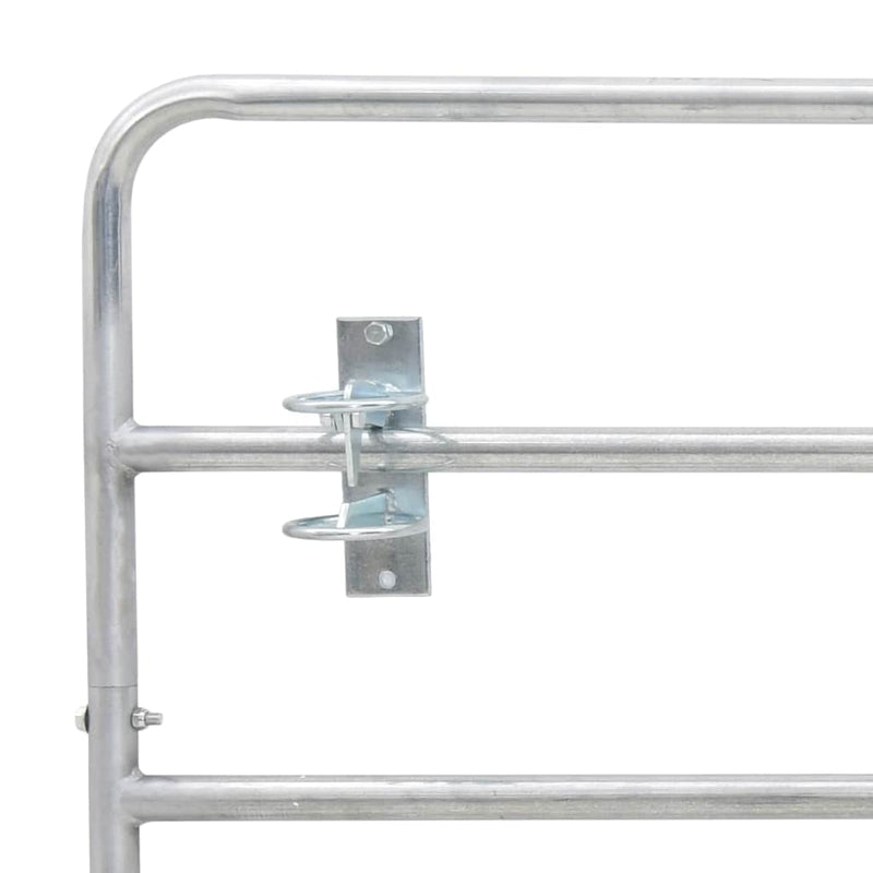 Poartă de câmp cu 5 bare, argintiu, (150-400) x 90 cm, oțel