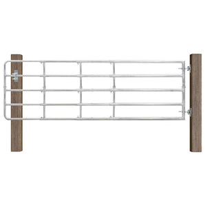 Poartă de câmp cu 5 bare, argintiu, (150-400) x 90 cm, oțel