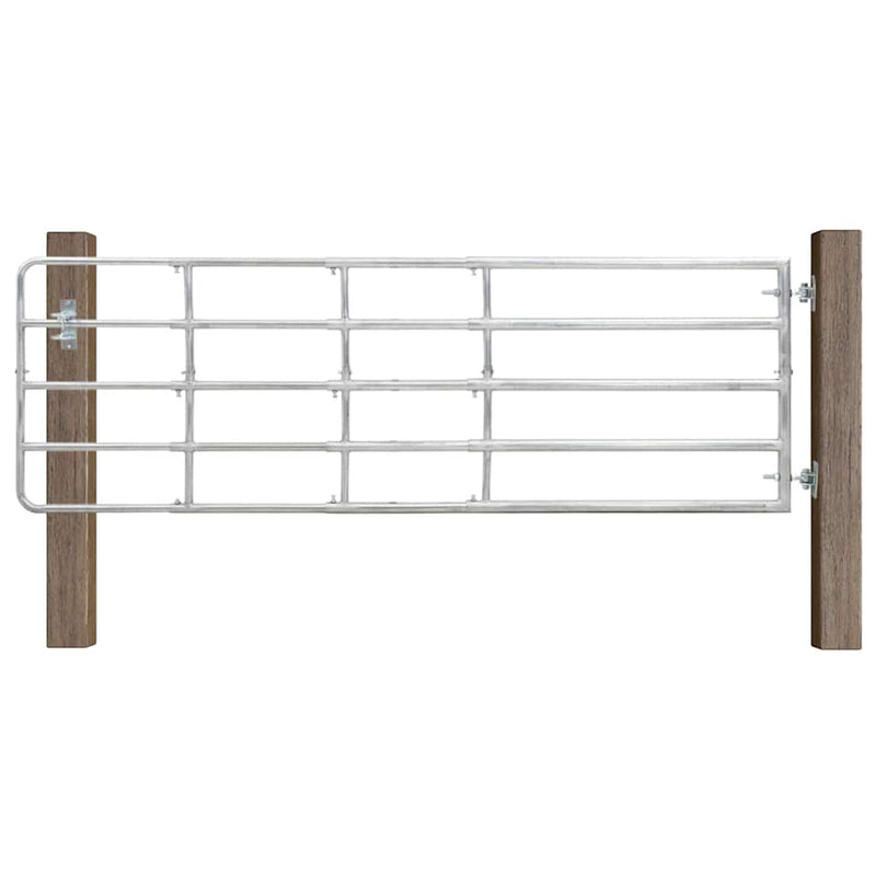 Poartă de câmp cu 5 bare, argintiu, (150-400) x 90 cm, oțel