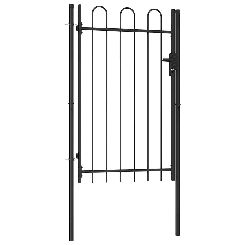 Poartă de gard BOXTEL cu ușă simplă și partea superioară arcuită din oțel, 1x1,5 m, negru