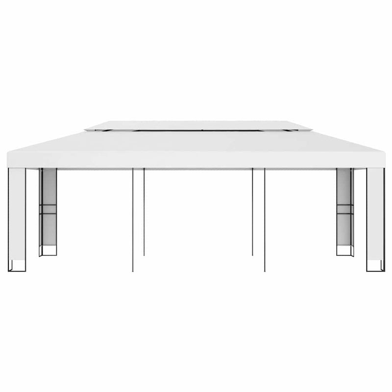Pavilion cu acoperiș dublu, alb, 3 x 6 m