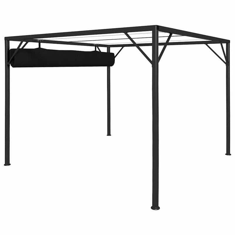 Pavilion de grădină cu acoperiș retractabil, antracit, 3 x 3 m