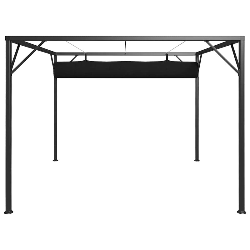Pavilion de grădină cu acoperiș retractabil, antracit, 3 x 3 m
