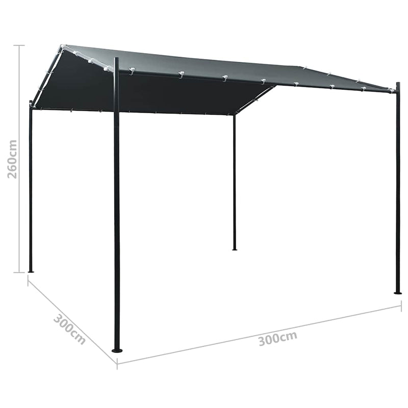 Pavilion cort foișor copertină, antracit, 3 x 3 m, oțel