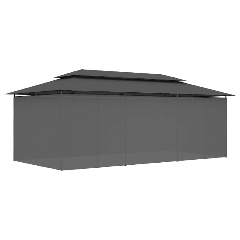 Pavilion cu perdele, antracit, 600 x 298 x 270 cm