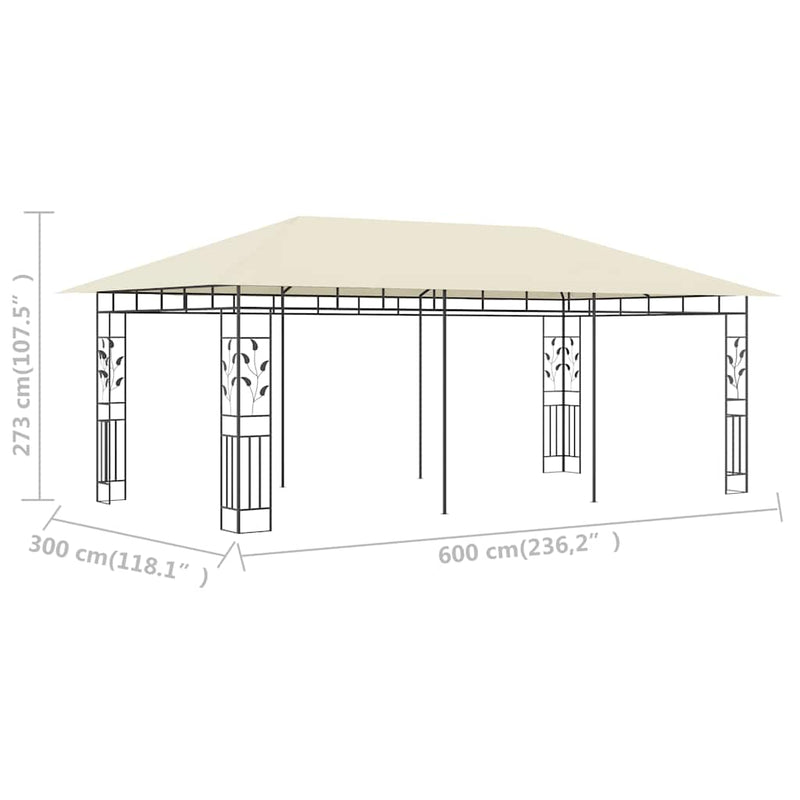 Pavilion cu plasă anti-țânțari, crem, 6 x 3 x 2,73 m
