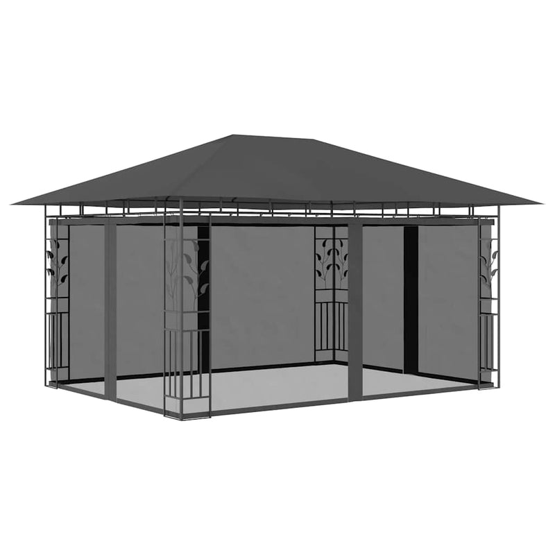 Pavilion cu plasă anti-țânțari, antracit, 4 x 3 x 2,73 m