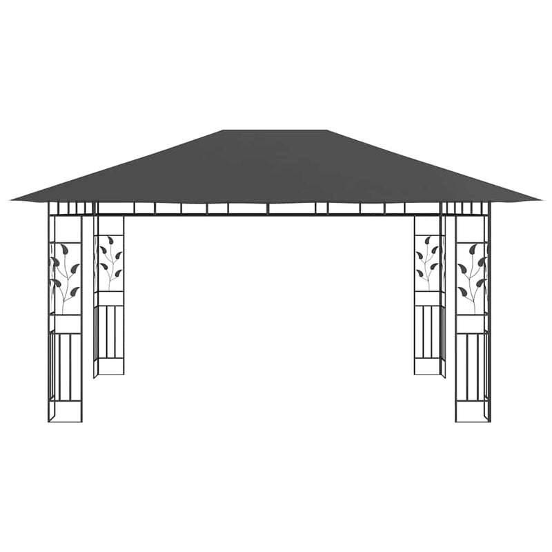 Pavilion cu plasă anti-țânțari, antracit, 4 x 3 x 2,73 m
