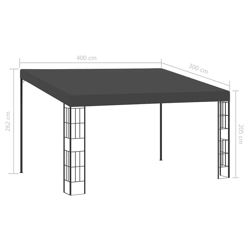 Pavilion de perete, antracit, 3 x 4 m, material textil