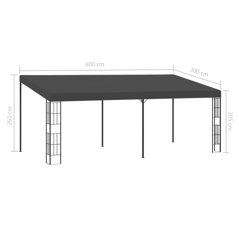 Pavilion de perete, antracit, 3 x 6 m, material textil