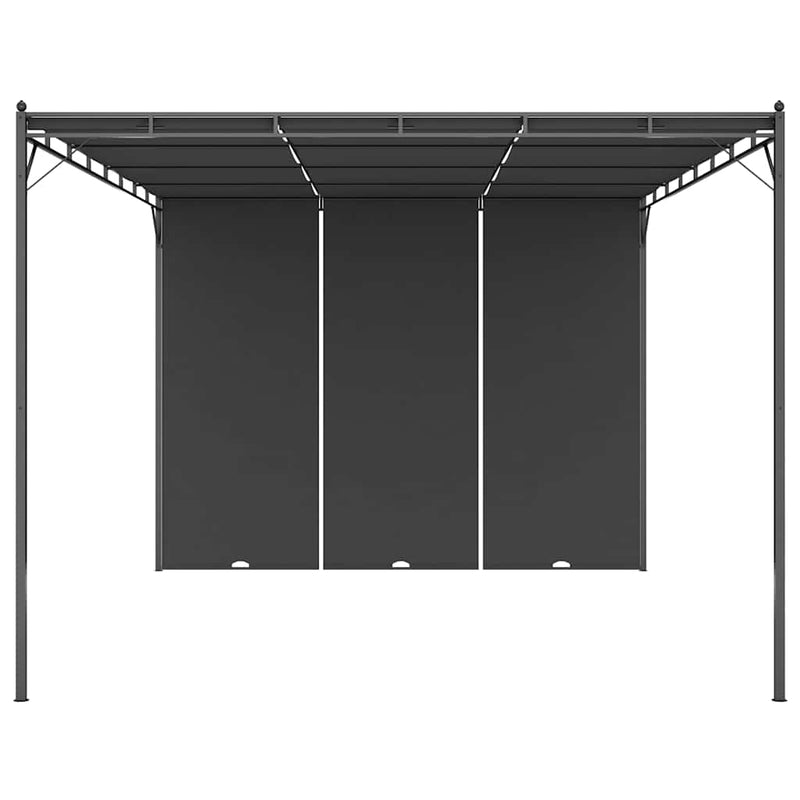 Pavilion de grădină cu perdea laterală, antracit, 4x3x2,25 m