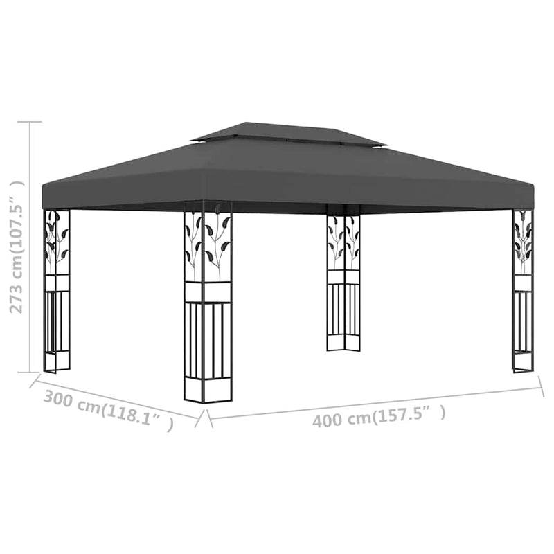 Pavilion cu acoperiș dublu, antracit, 3 x 4 m