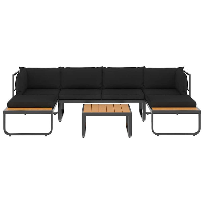 Set canapea de grădină colțar cu perne, 4 piese, aluminiu, WPC