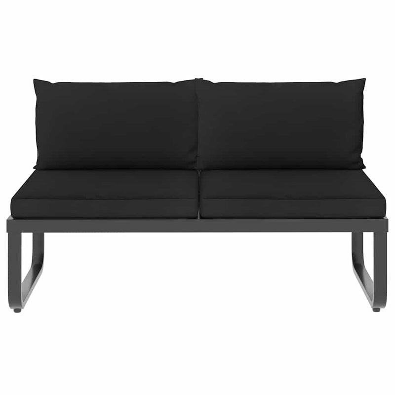 Set canapea de grădină colțar cu perne, 4 piese, aluminiu, WPC