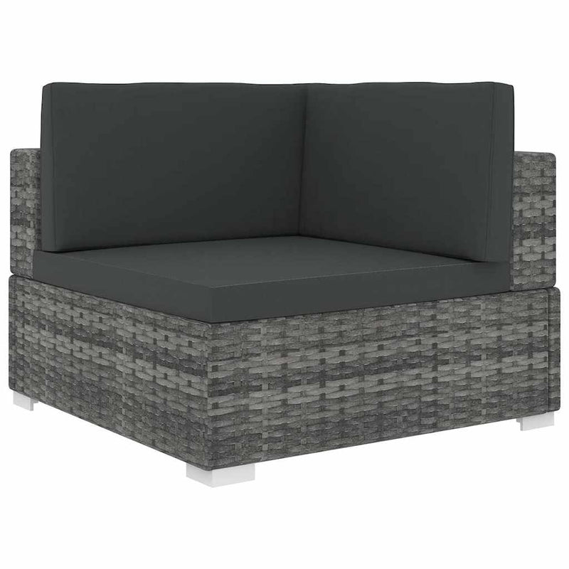 Scaun de colț modular cu perne, gri, poliratan