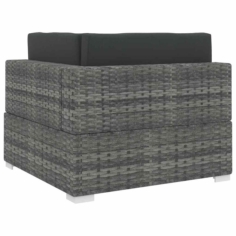 Scaun de colț modular cu perne, gri, poliratan