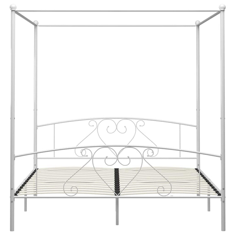Cadru de pat cu baldachin, alb, 180 x 200 cm, metal