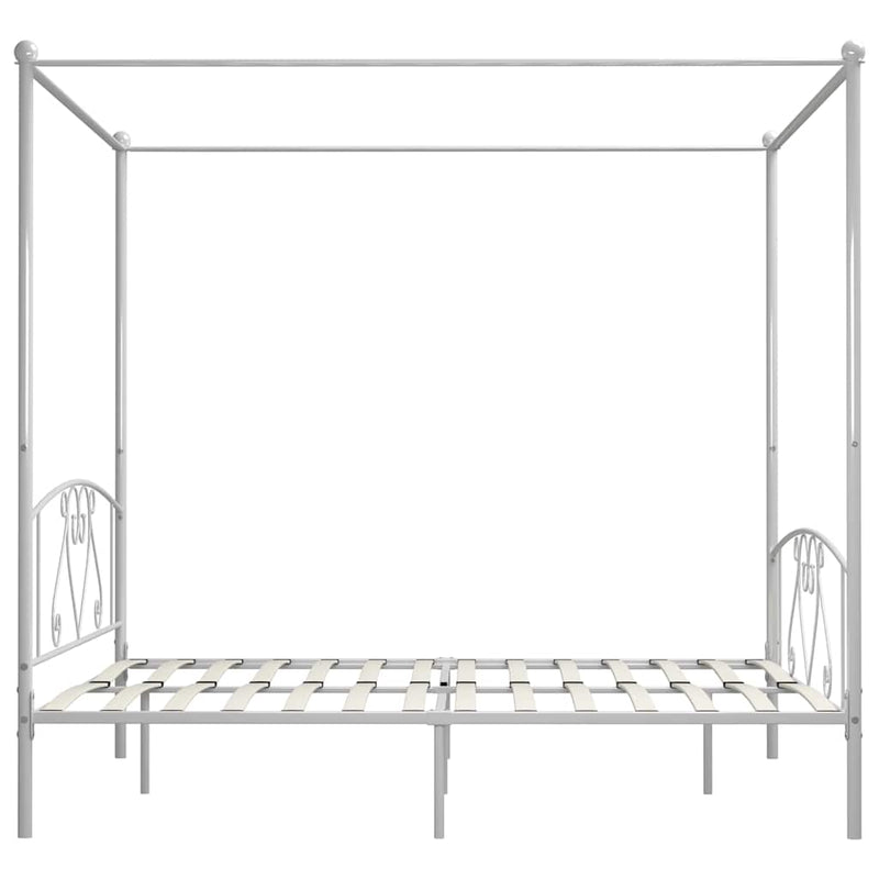 Cadru de pat cu baldachin, alb, 180 x 200 cm, metal