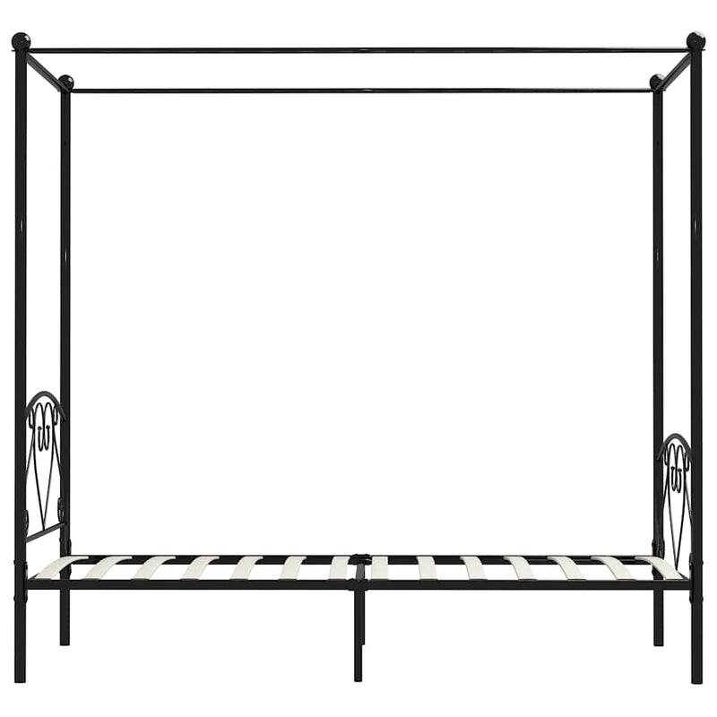 Cadru de pat cu baldachin, negru, 90 x 200 cm, metal