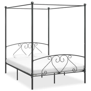 Cadru de pat cu baldachin, gri, 160 x 200 cm, metal
