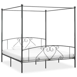 Cadru de pat cu baldachin, gri, 180 x 200 cm, metal