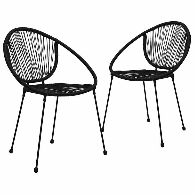 Scaune de grădină, 2 buc., negru, ratan PVC