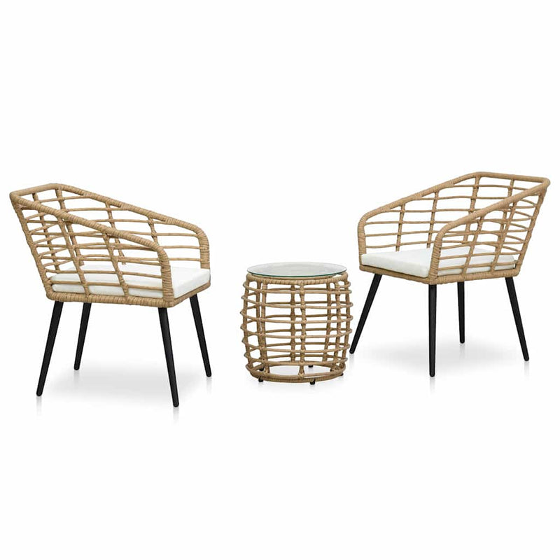 Set mobilier de bistro, 3 piese, stejar, poliratan
