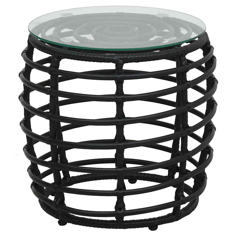 Set mobilier de bistro, 3 piese, negru, poliratan
