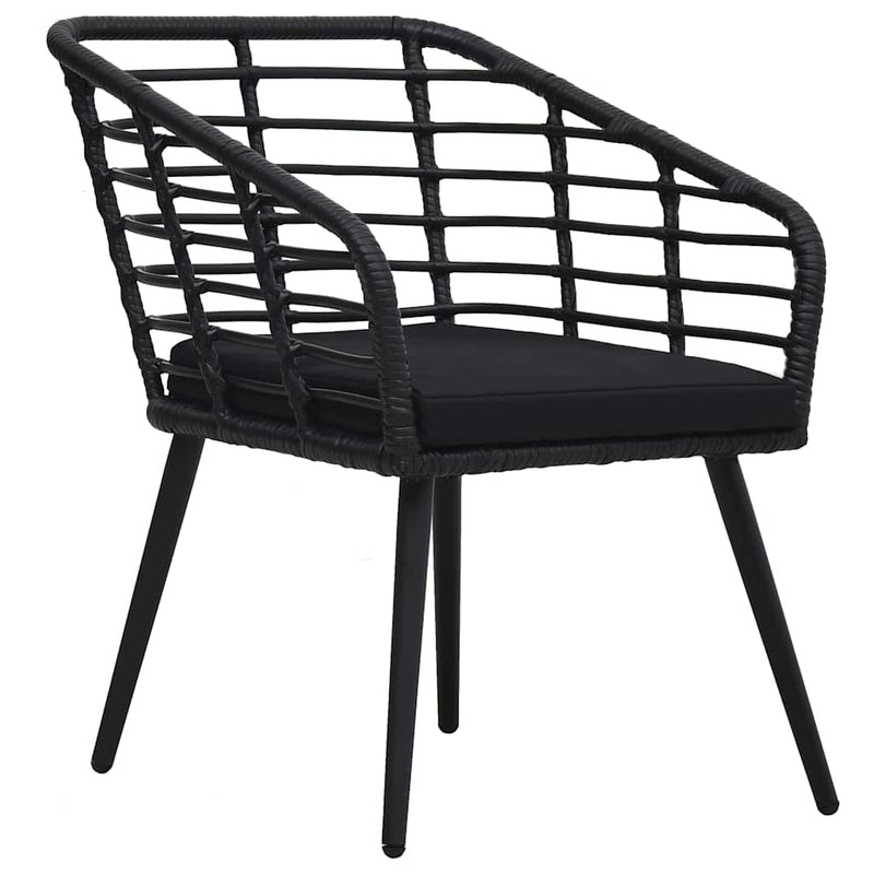 Set mobilier de bistro, 3 piese, negru, poliratan