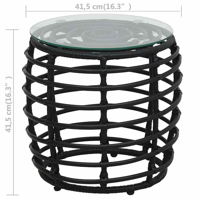 Set mobilier de bistro, 3 piese, negru, poliratan